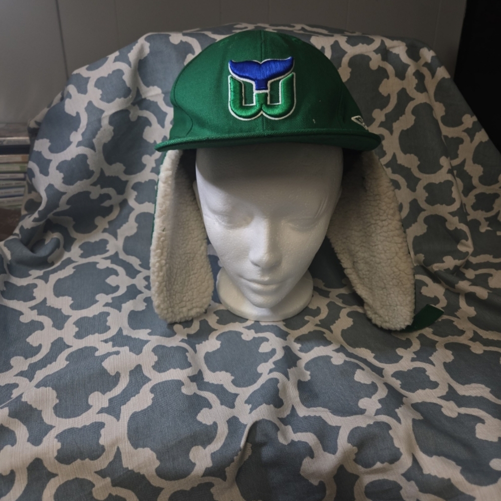 VINTAGE New Era Hartford Walers hockey fan hat with ear flaps sx 7.5 59.6cm